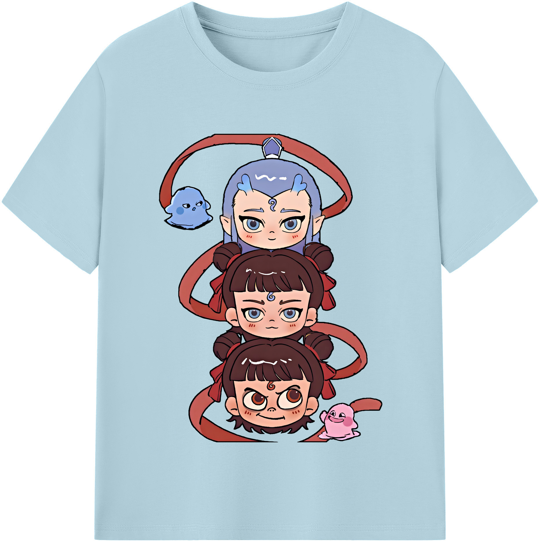 （画像用） Ne Zha 2 ナタ 魔童の大暴れ 綿100％半袖Tシャツ（フロントプリント）